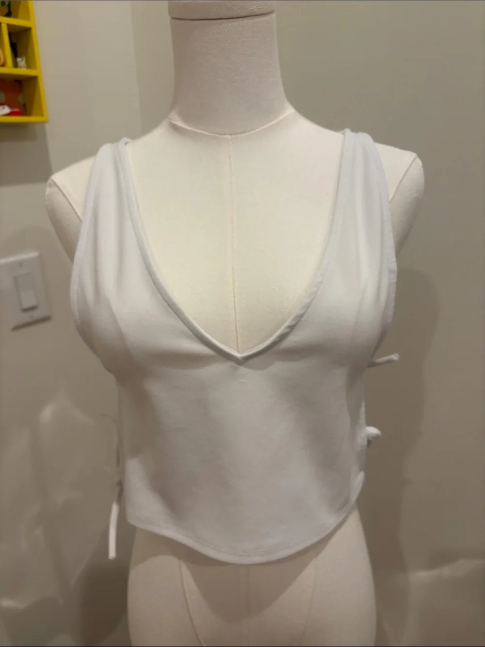 Free People Top White Side Tie V-Neck Tank Boho Size Small
